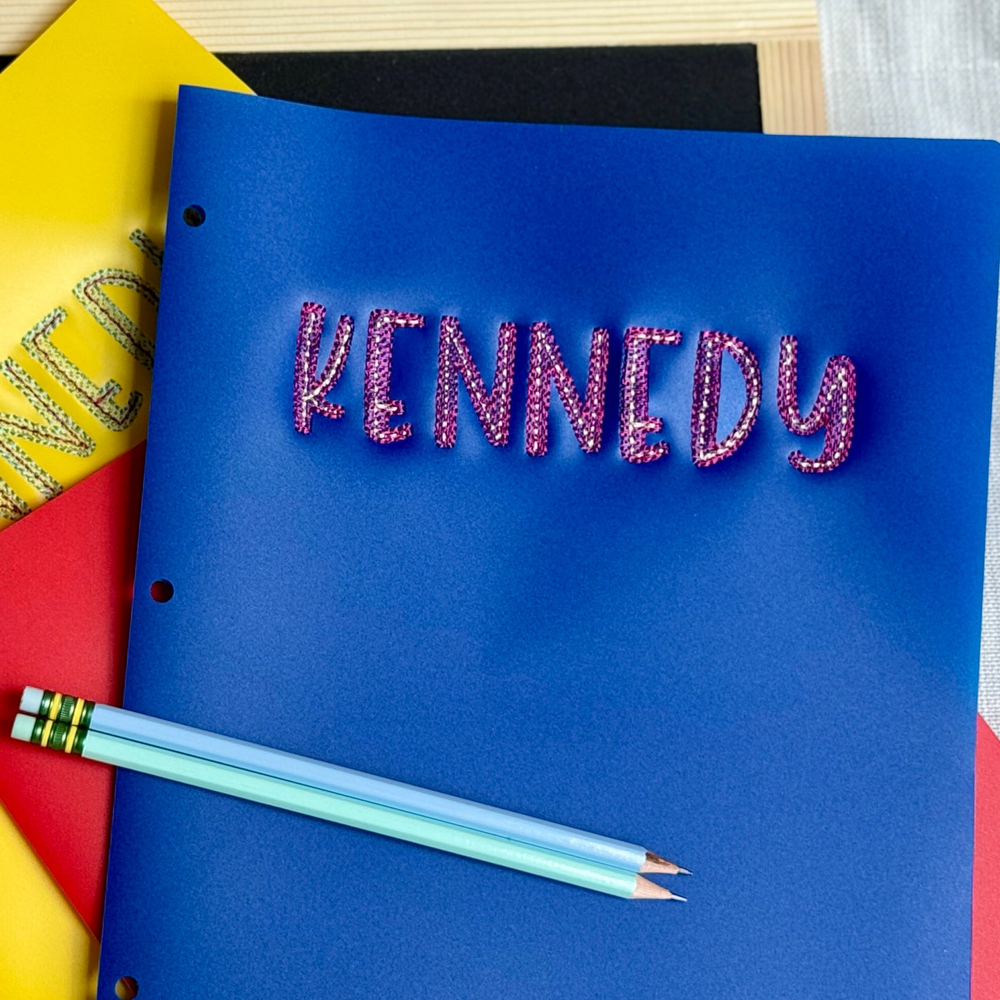 Personalized Embroidered Two-Pocket Folder, Notebook – Custom School, Office, or Gift Folder