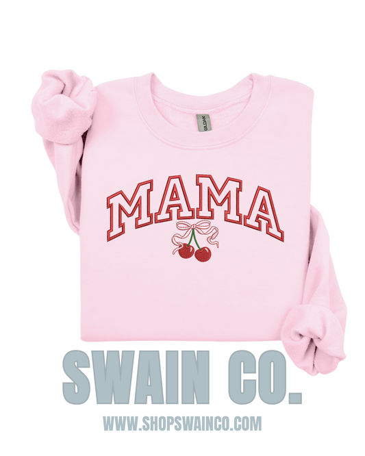 Mama Cherry Embroidered Sweatshirt | Retro Embroidered Crewneck | Mama Gift | Cute Mom Sweatshirt | Mother's Day Gift | Comfort Colors Crewneck