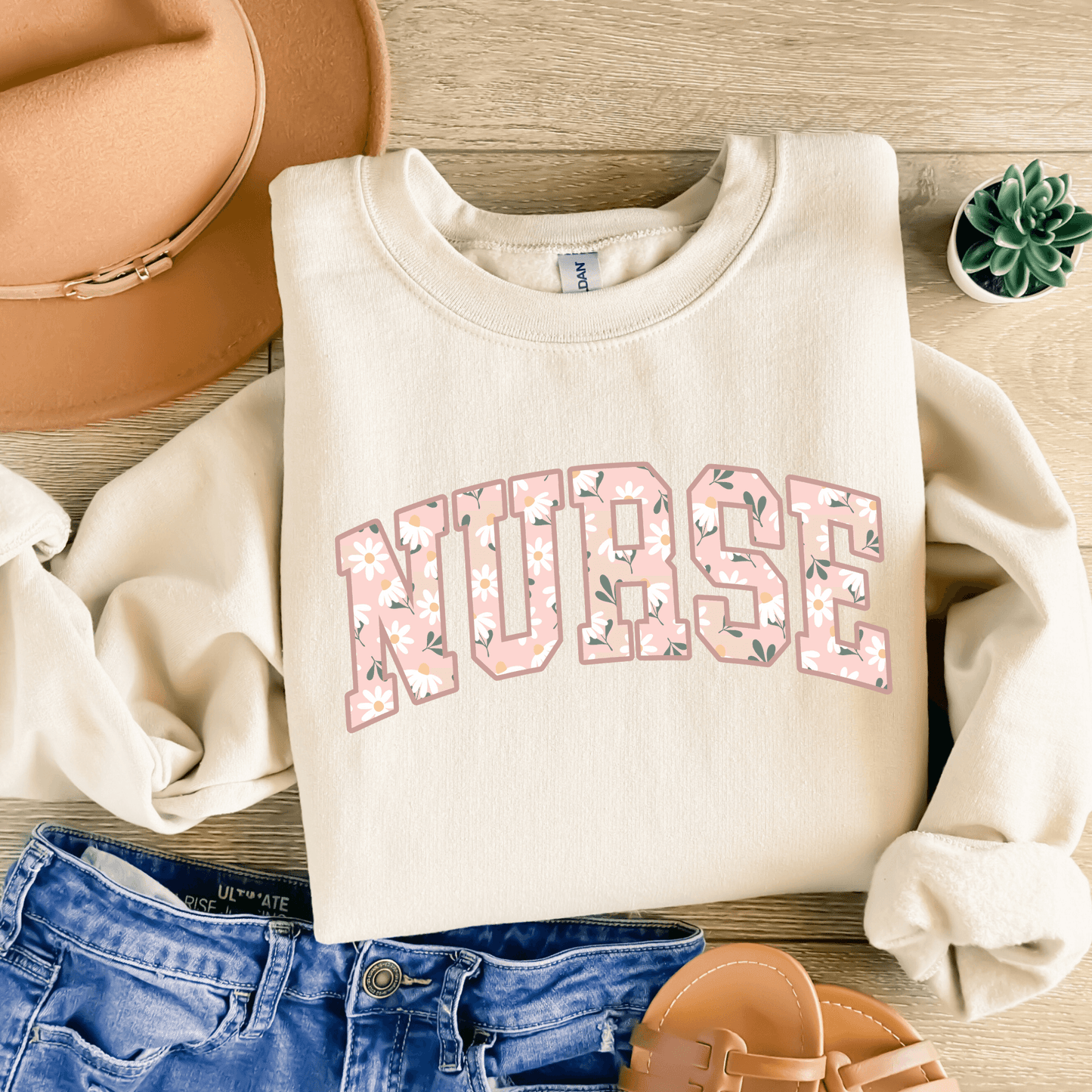 Nurse Floral Graphic Tee or Sweatshirt