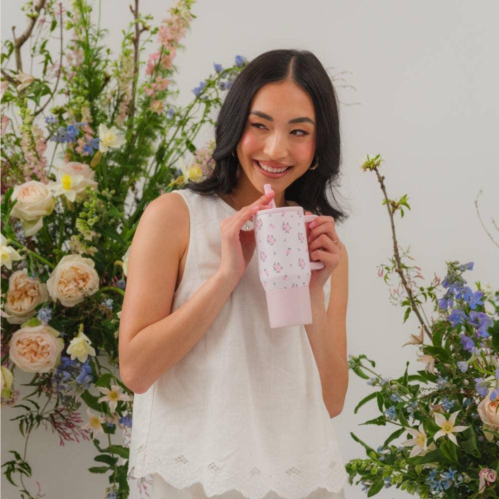 Back to School Personalized Wildrose Floral 20oz Hydrojug™ – Laser Engraved Tumbler with Flip Straw