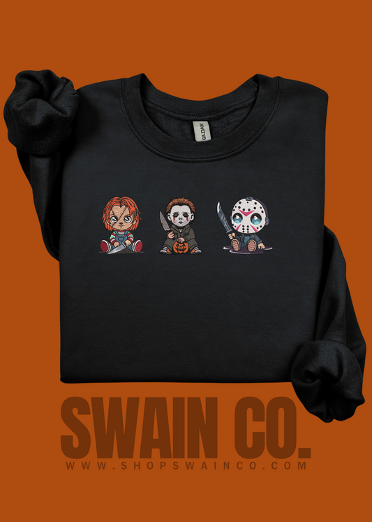 Embroidered Horror Movie Sweatshirt | Cozy Fall 2025 Halloween Crewneck | Spooky Movie Lover Gift | Vintage Horror Film Sweatshirt