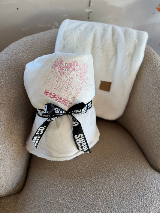 Super Soft Embroidered Minky Blanket | Embroidered Photo Blanket | Family Photo Keepsake | Pet Remembrance