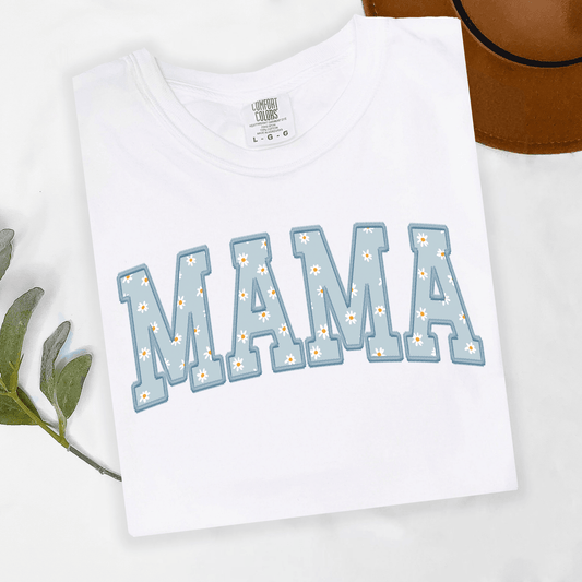 Mama Blue and White Daisy  Tee or Crewneck Sweatshirt