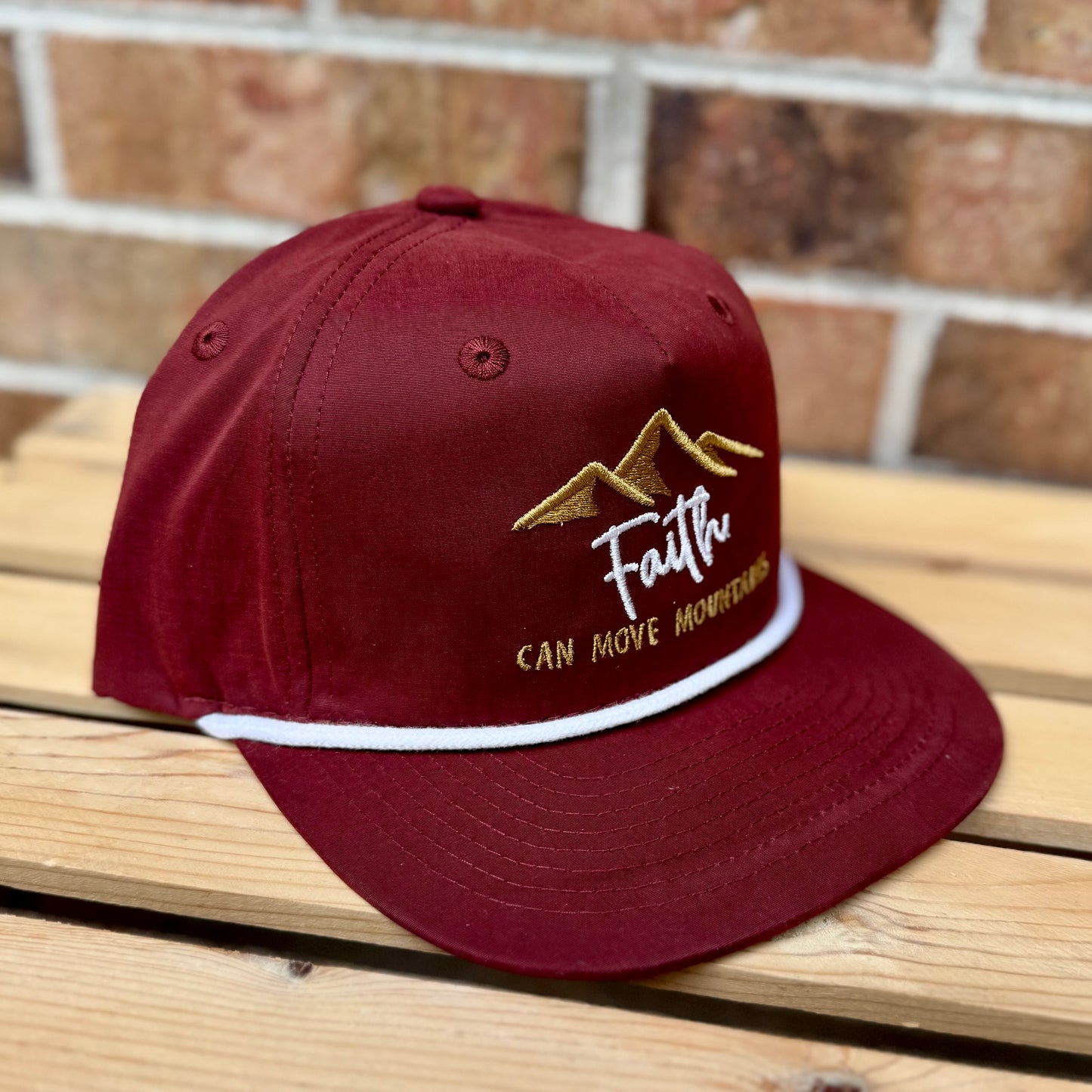 Faith Can Move Mountains Embroidered Rope Hat | Christian Rope Hat | Bible Verse Hat | Faith Hat