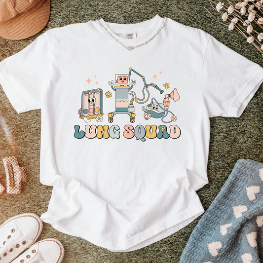 Lung Squad Retro Graphic T-Shirt | Respiratory Therapist Shirt | RT Gift | Pulmonology Team Tee | Medical Worker Graphic Tee