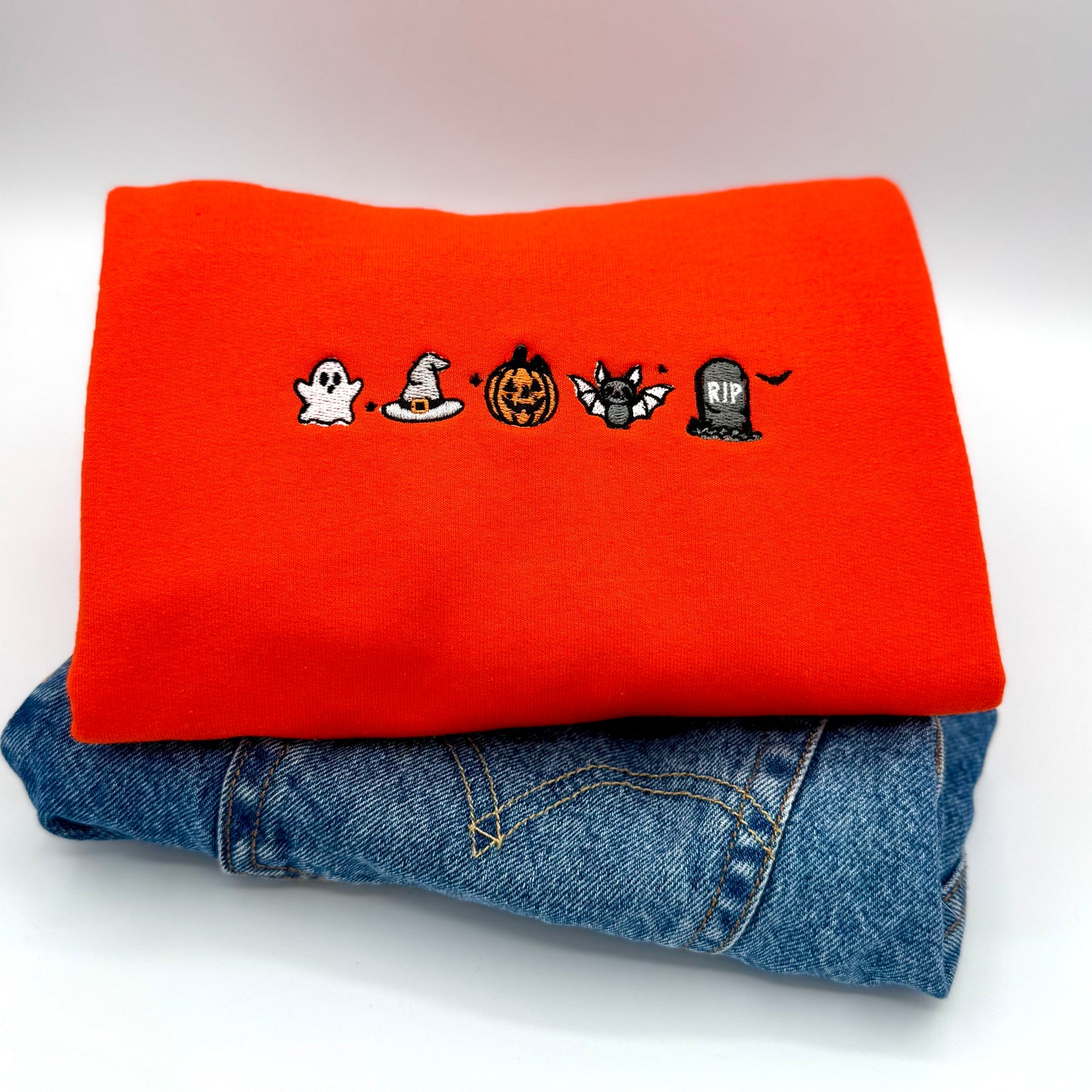 Halloween Mini Icon Embroidered Sweatshirt – Cute Fall Cozy Crewneck
