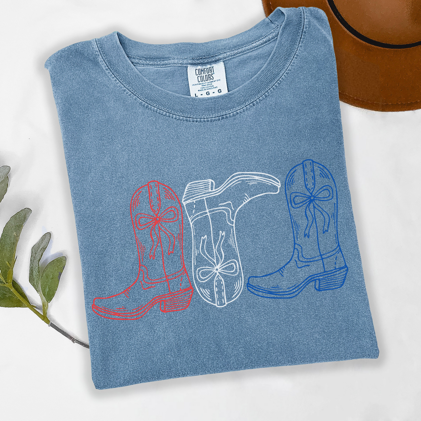 Red White & Blue Cowgirl Boots T-Shirt | Patriotic Western Shirt | 4th of July Cowgirl Tee | Country Concert Outfit | USA Rodeo Shirt