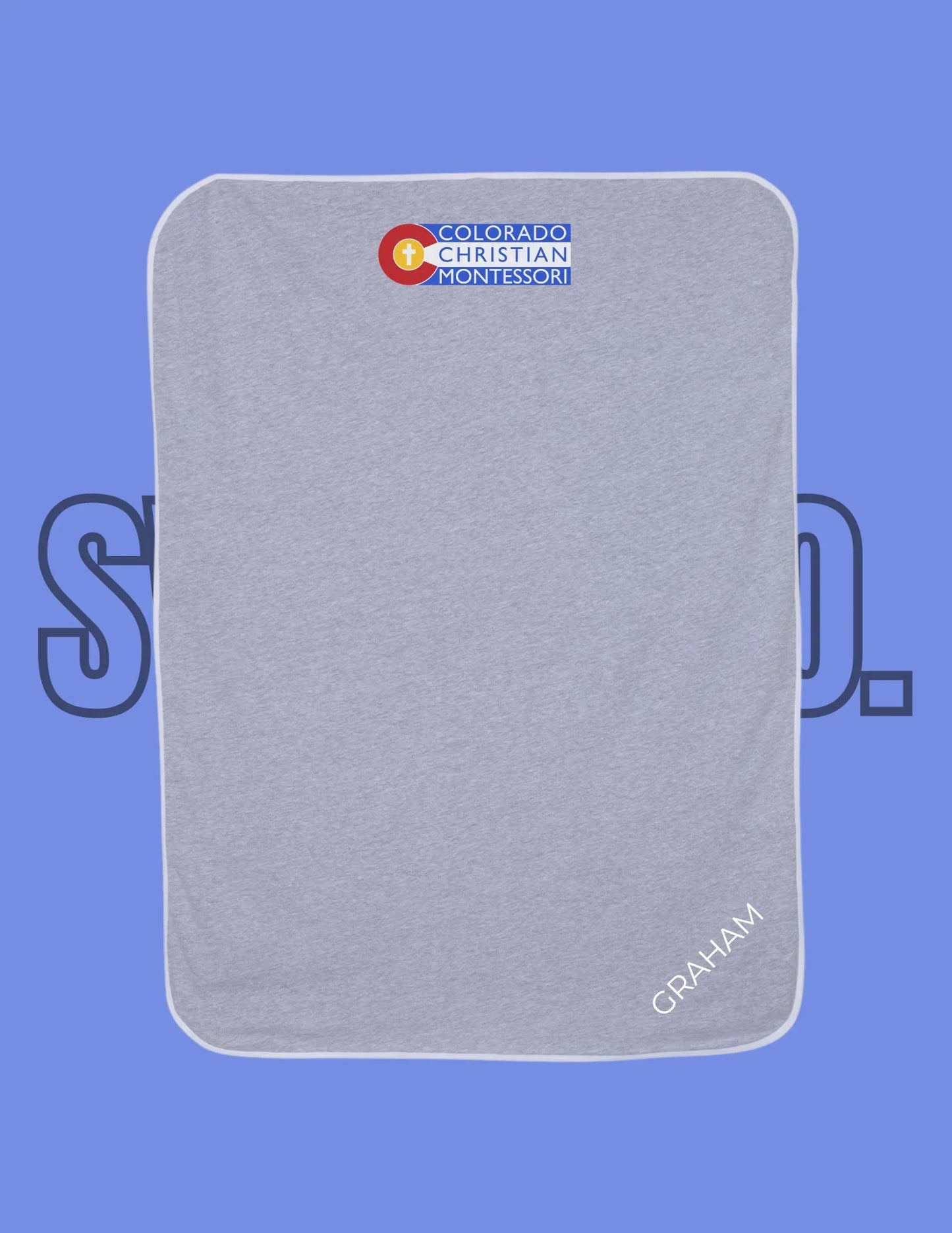 Colorado Christian Montessori Logo Personalized Embroidered Jersey Blanket