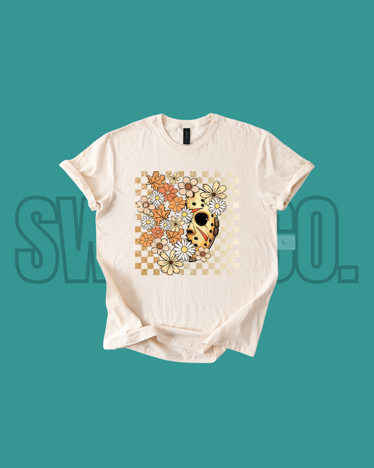 Killers Summerween Floral T-Shirt | Spooky Cute Halloween in July Tee | Summer Goth Aesthetic Shirt | Ghost, Knife & Flower Graphic Tee