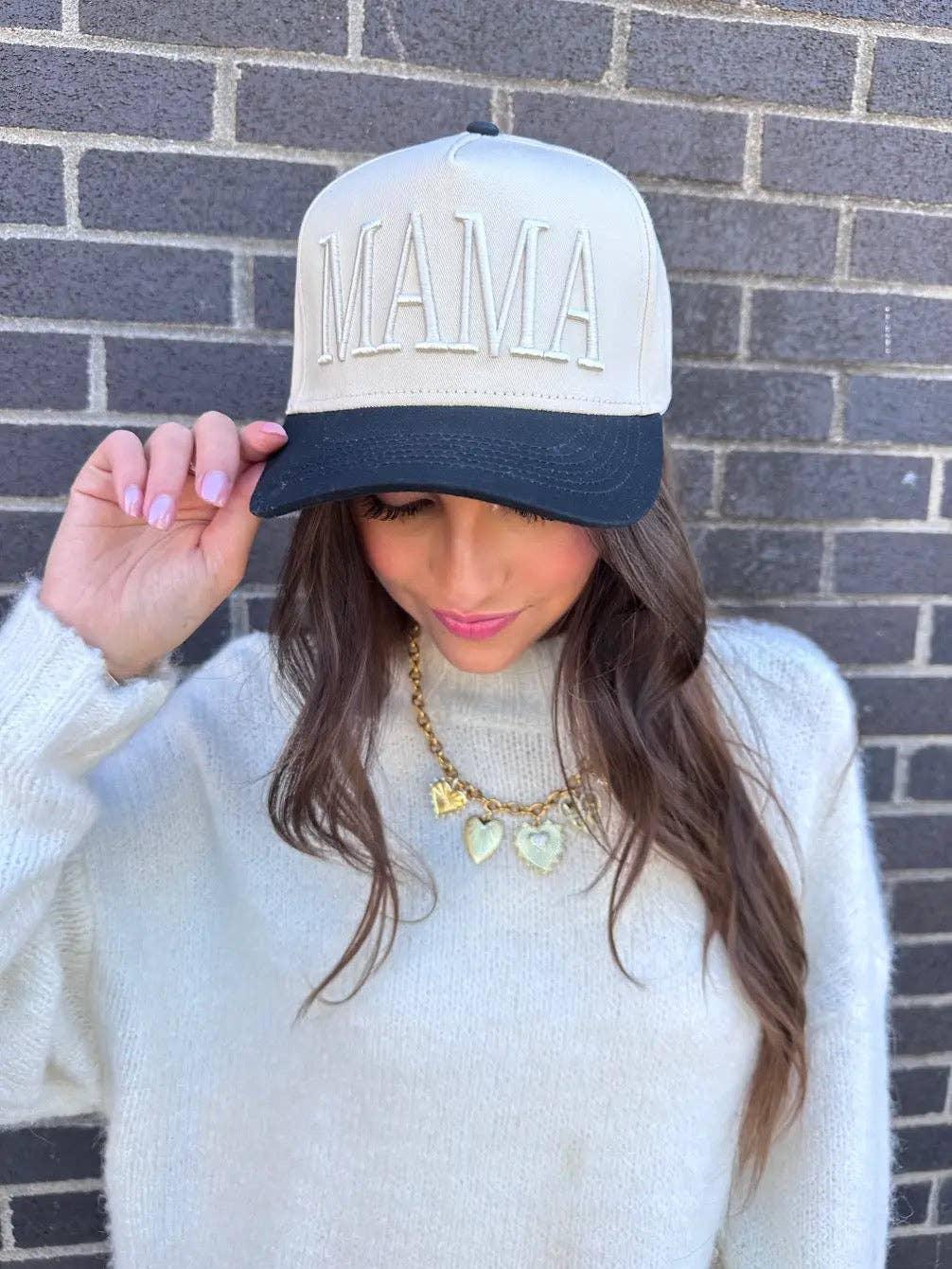 Mama Monochromatic 3D Embroidered Hat