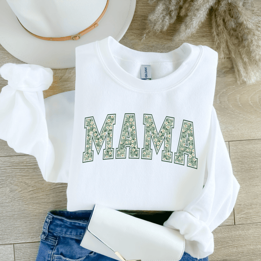Mama Green Floral Graphic Tee or Crewneck Sweatshirt
