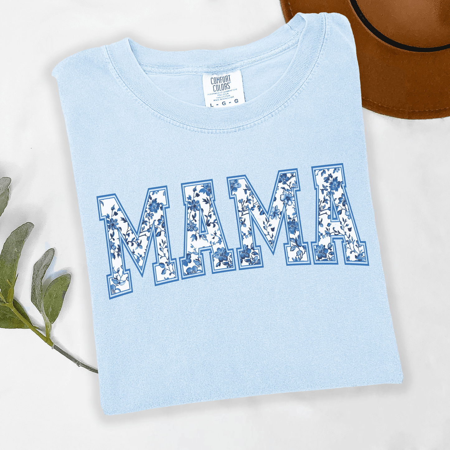 Mama Blue Floral Tee or Crewneck Sweatshirt
