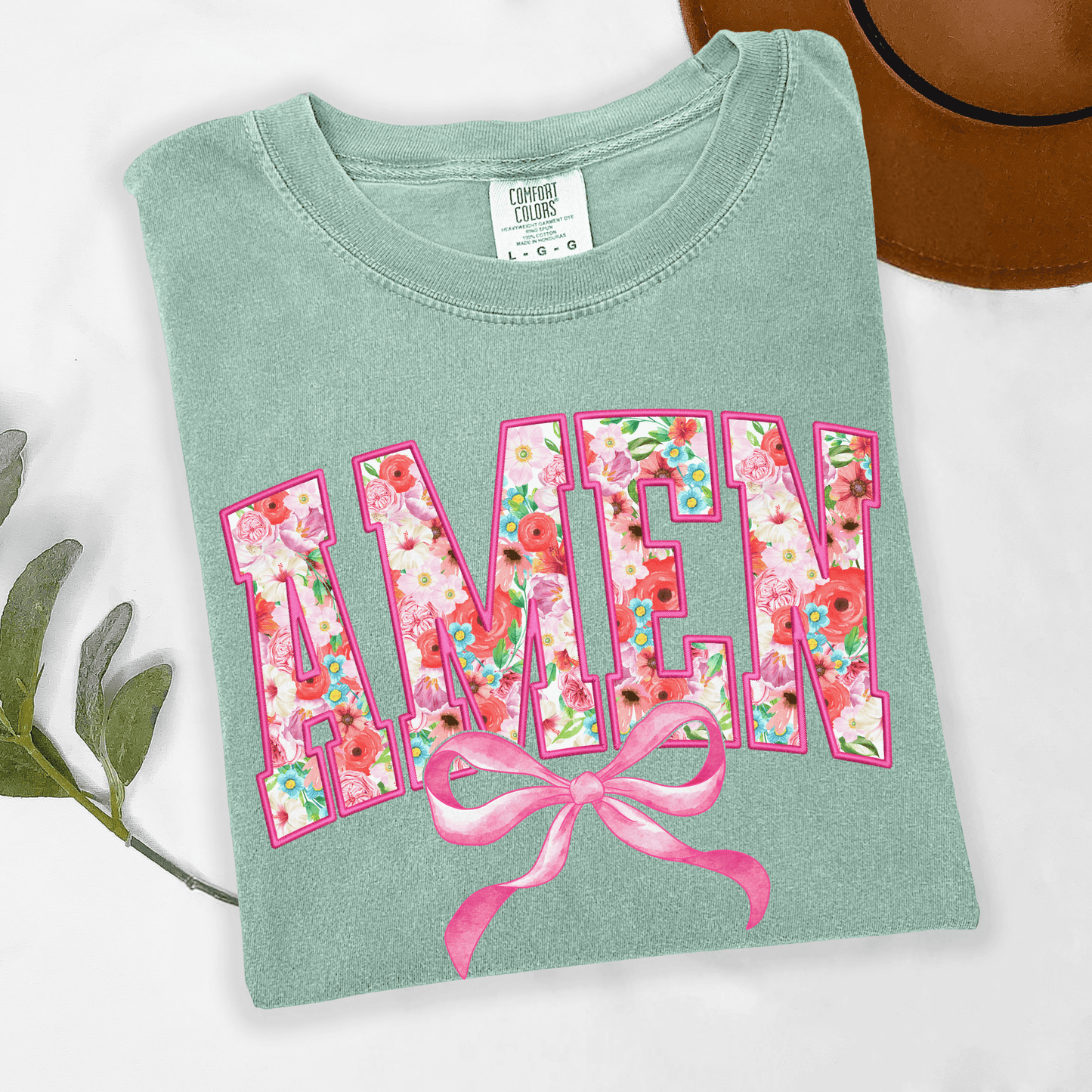 Floral Amen Bow T-Shirt or Crewneck Sweatshirt