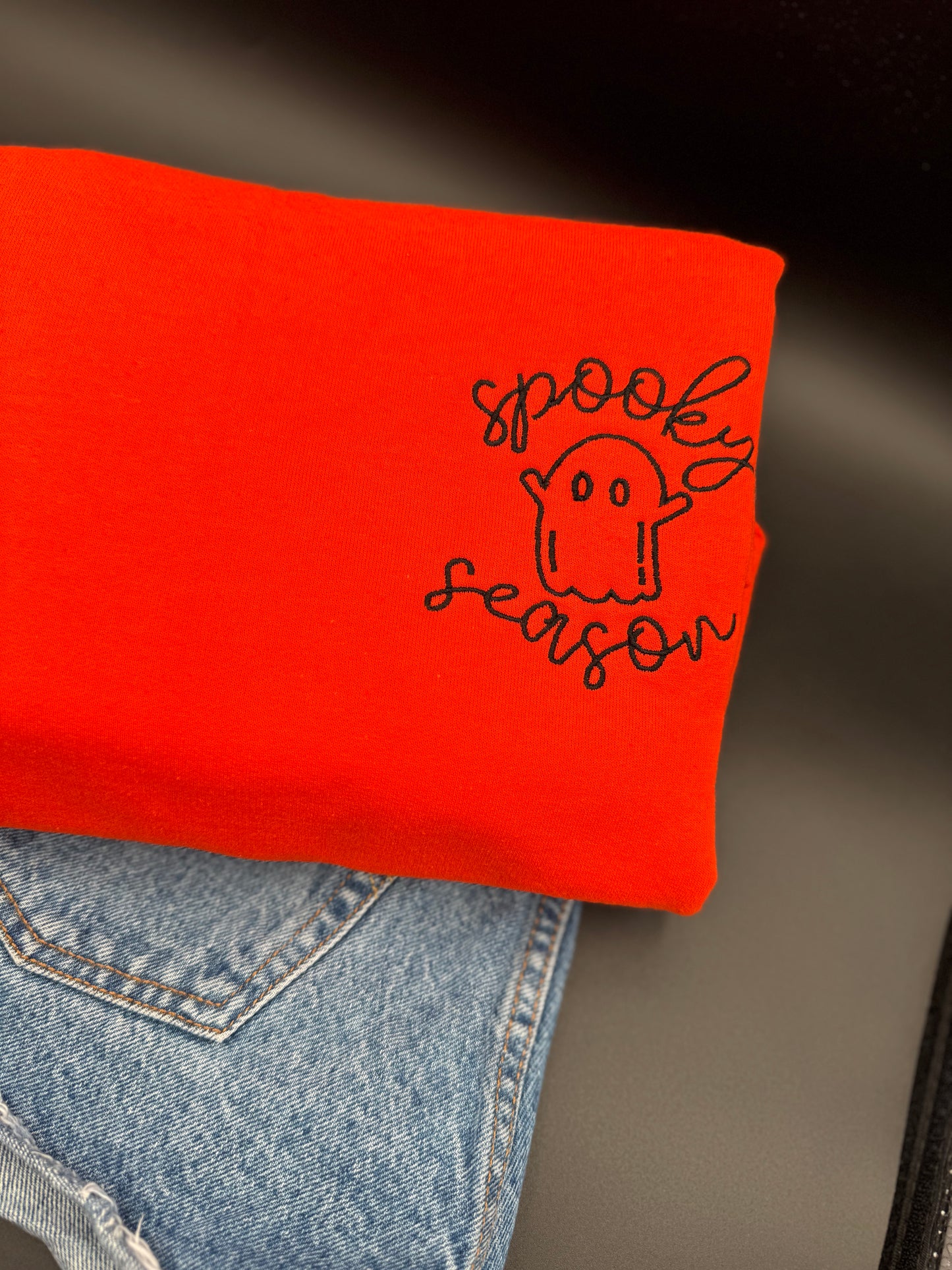 Spooky Season Embroidered Crewneck Sweatshirt | Fall Halloween Sweatshirt | Super Soft Bella Canvas Fleece | Cozy Autumn Vibes