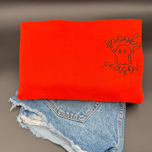 Spooky Season Embroidered Crewneck Sweatshirt | Fall Halloween Sweatshirt | Super Soft Bella Canvas Fleece | Cozy Autumn Vibes