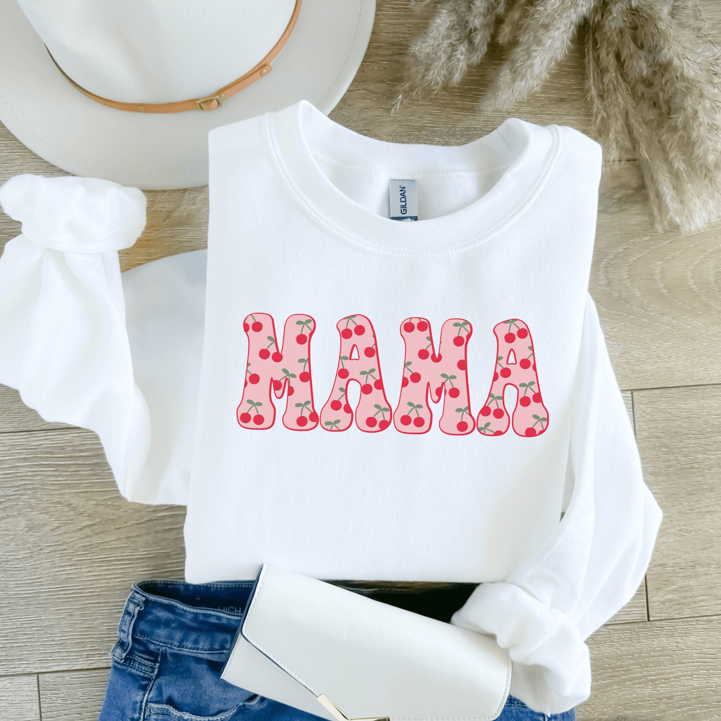 Mama & Mini Cherry Red and Pink T-shirt or Crewneck Sweatshirt