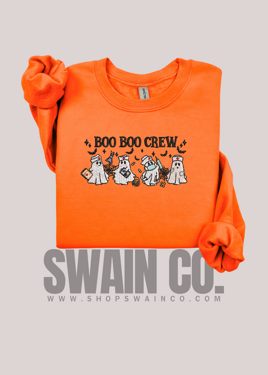 Boo Boo Crew Ghost Nurse Embroidered Sweatshirt | Halloween Nurse Crewneck | Spooky Season Medical Staff Gift