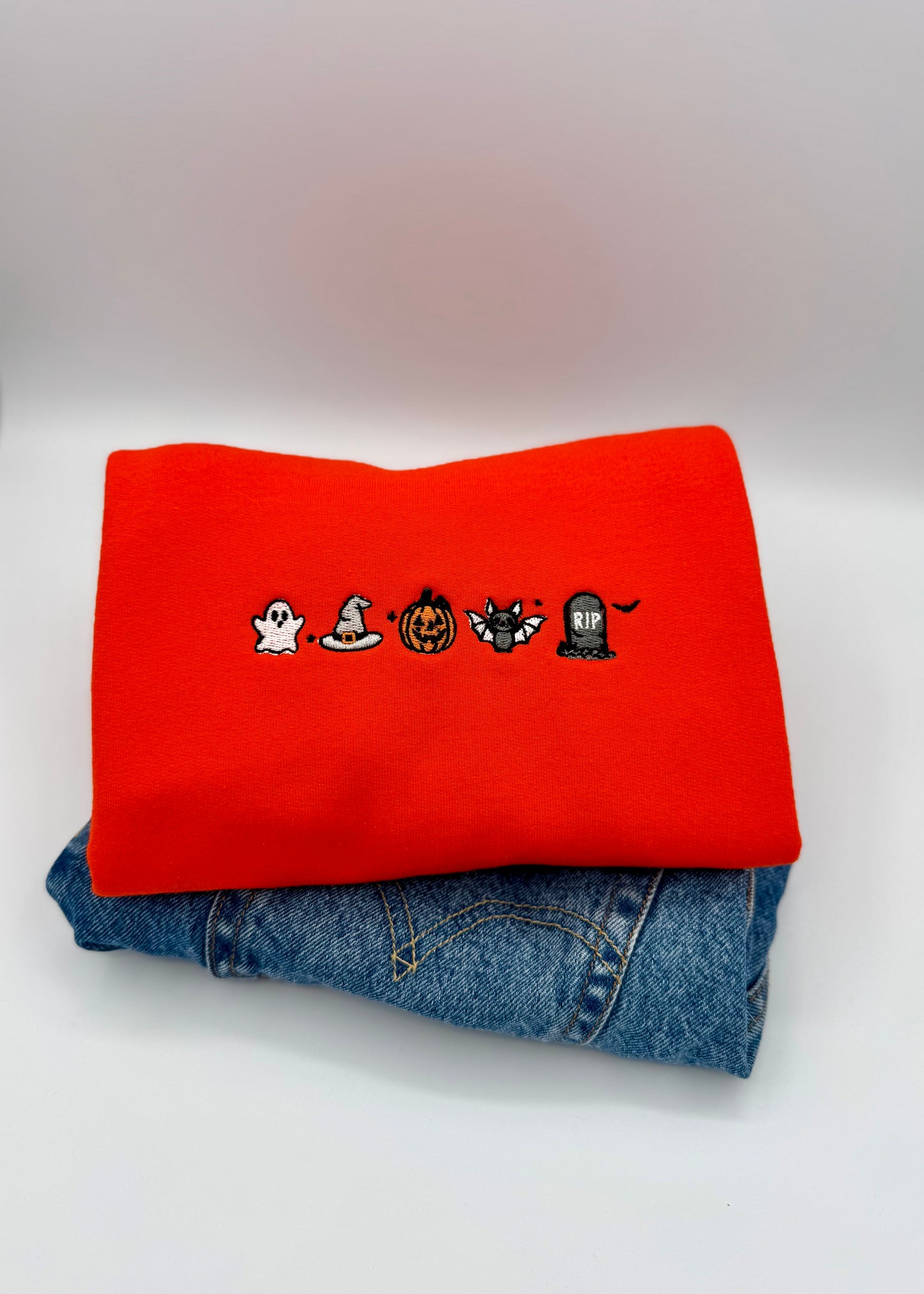 Halloween Mini Icon Embroidered Sweatshirt – Cute Fall Cozy Crewneck