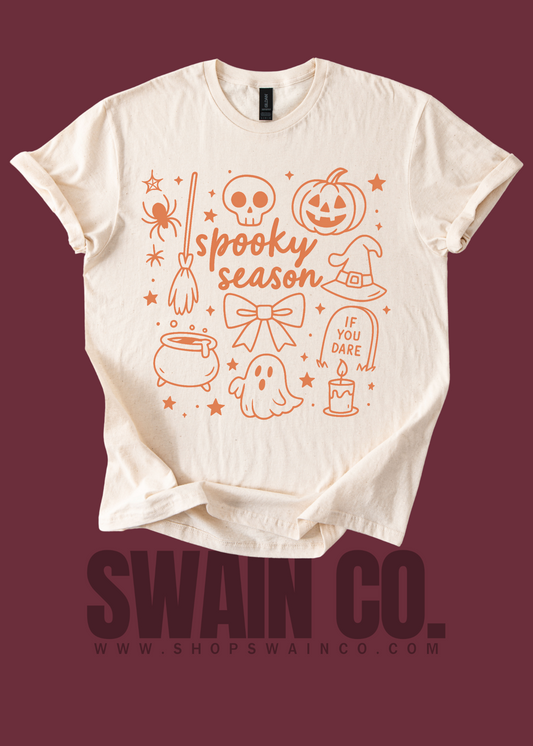 Spooky Season Doodle Graphic Tee | Halloween T-Shirt | Cute Fall Pumpkin Ghost Shirt
