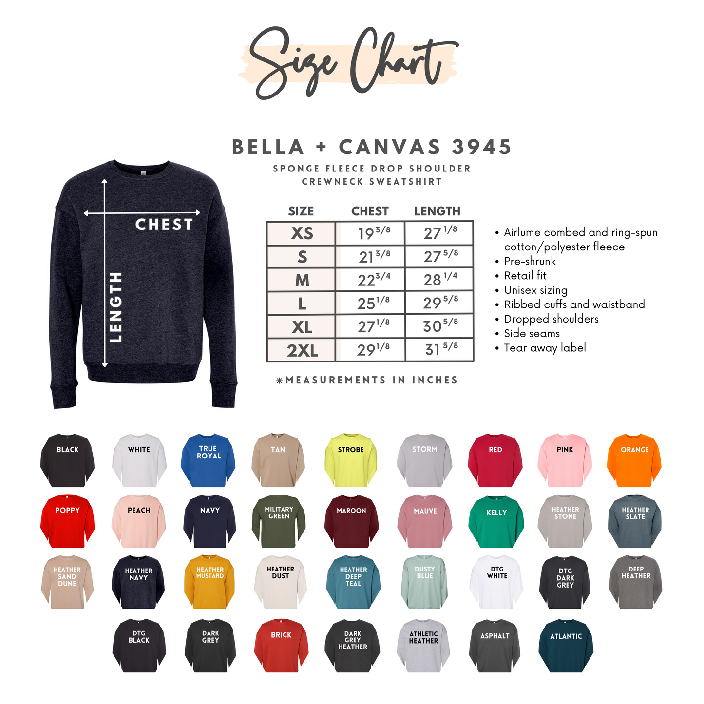 Custom Embroidered Bella + Canvas Sweatshirt - You Pick Sweatshirt Color, Thread Color, and Your Own Words!
