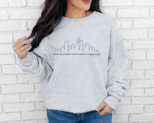 Grey’s Anatomy “Screw beautiful. If you want to appease me, compliment my brain” Tee or Crewneck Sweatshirt - Swain Co. Designs & Apparel