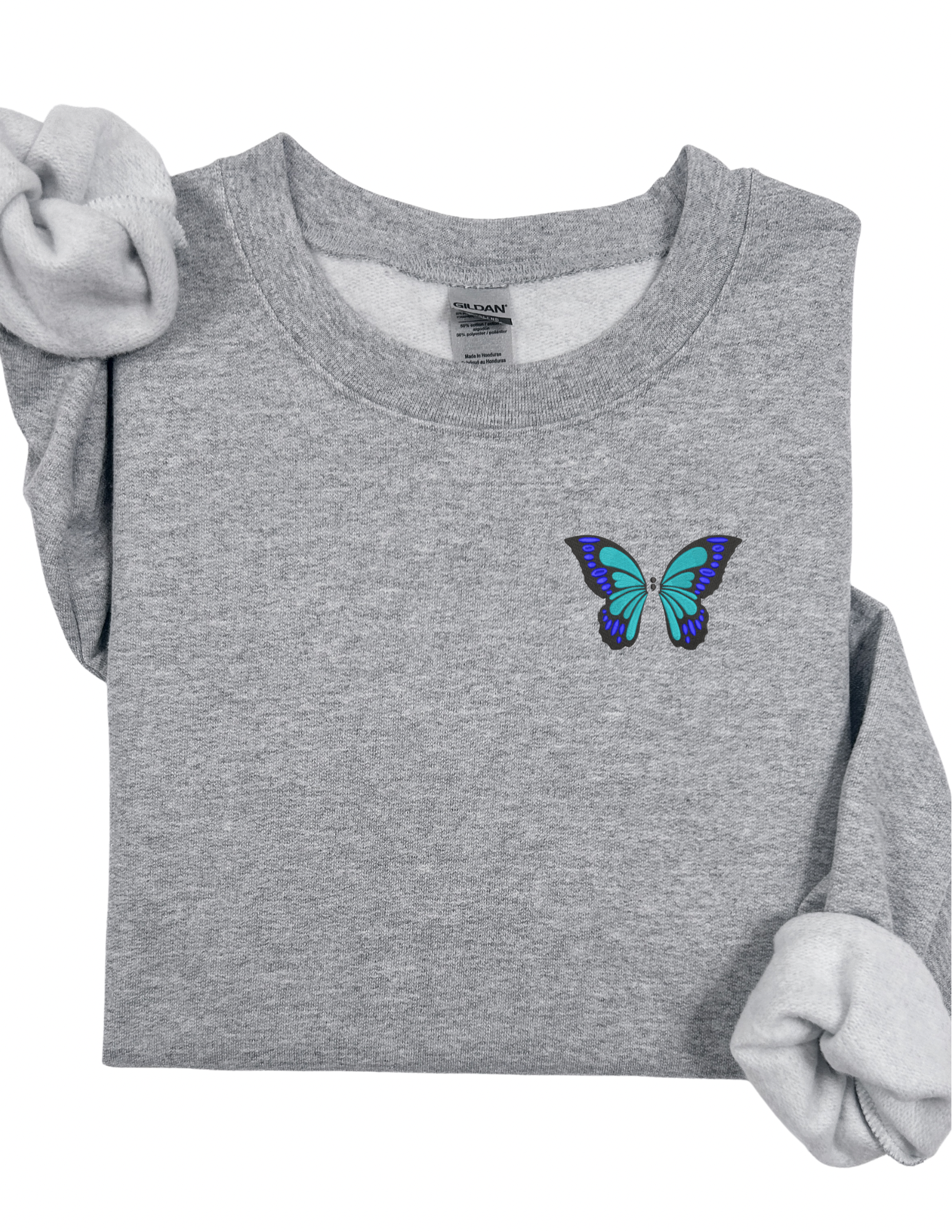 Embroidered Semicolon Butterfly Shirt or Sweatshirt | Mental Health Awareness Tee| Suicide Prevention September