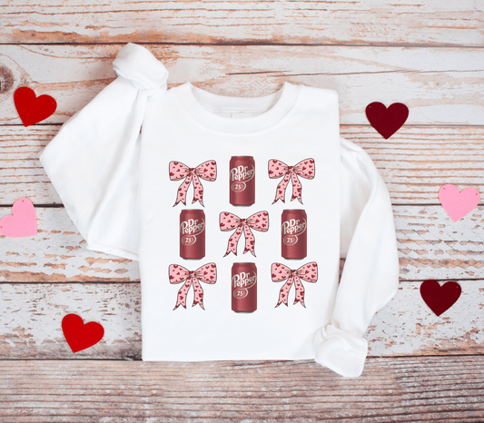 Dr. Pepper Lover Bow Crewneck Sweatshirt - Swain Co. Designs & Apparel