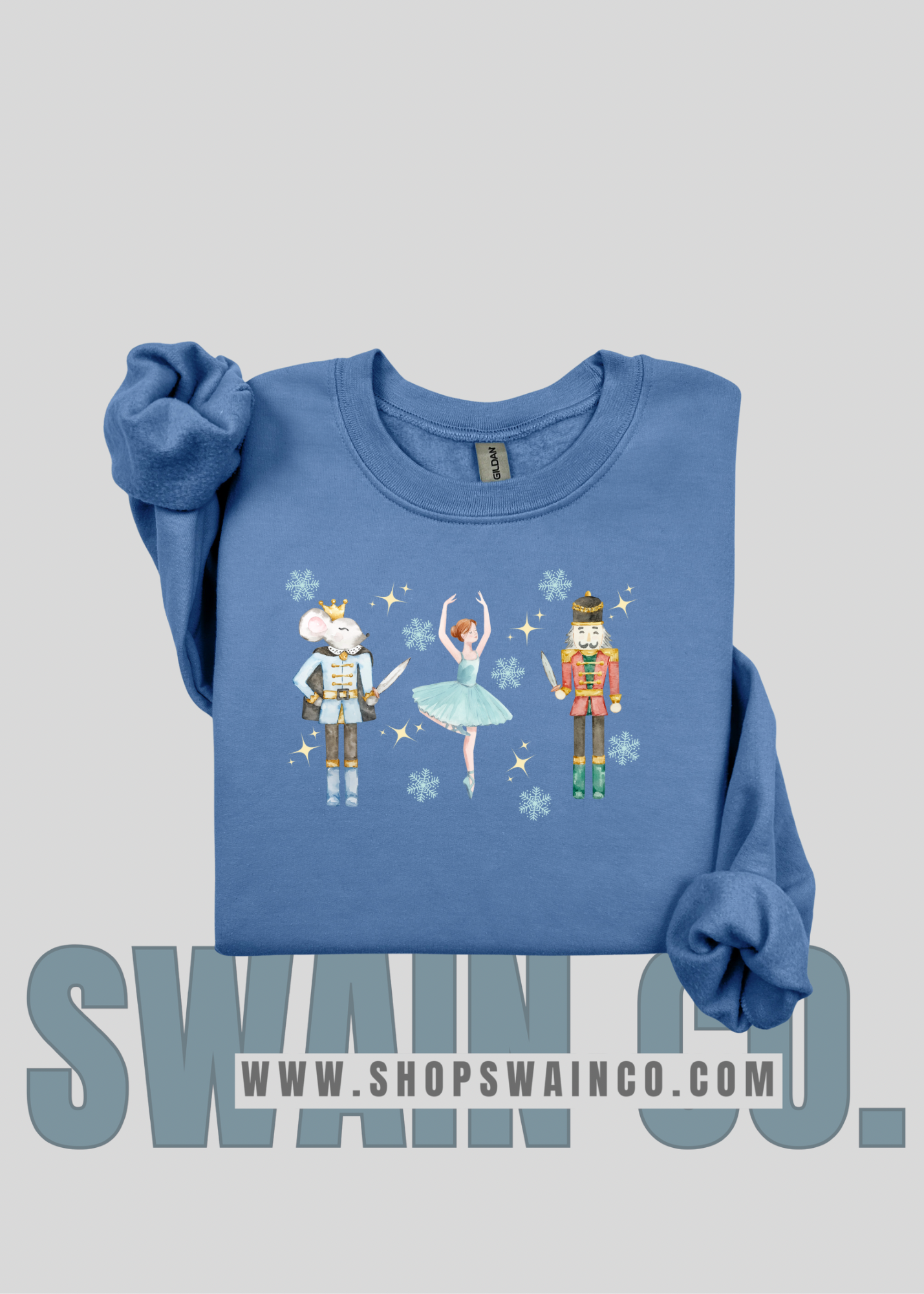 Nutcracker Ballet Sweatshirt | Watercolor Nutcracker, Clara & Mouse | Personalized Dance Studio or Name | Christmas Ballet Crewneck