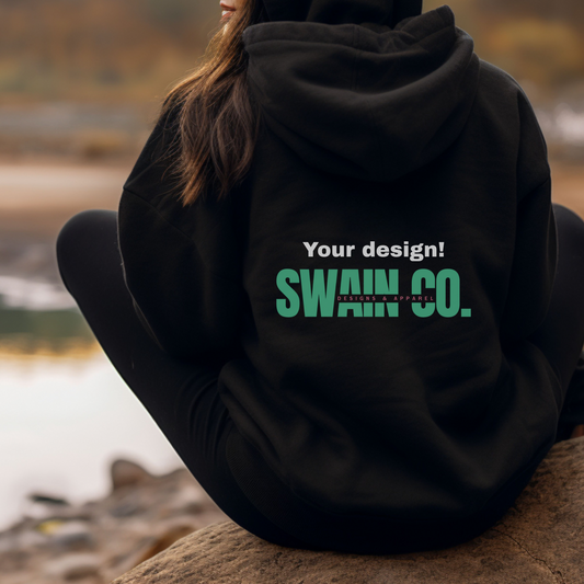 Custom Printed Hooded Sweatshirt | Personalized Hoodie | Your Design, Logo, or Text