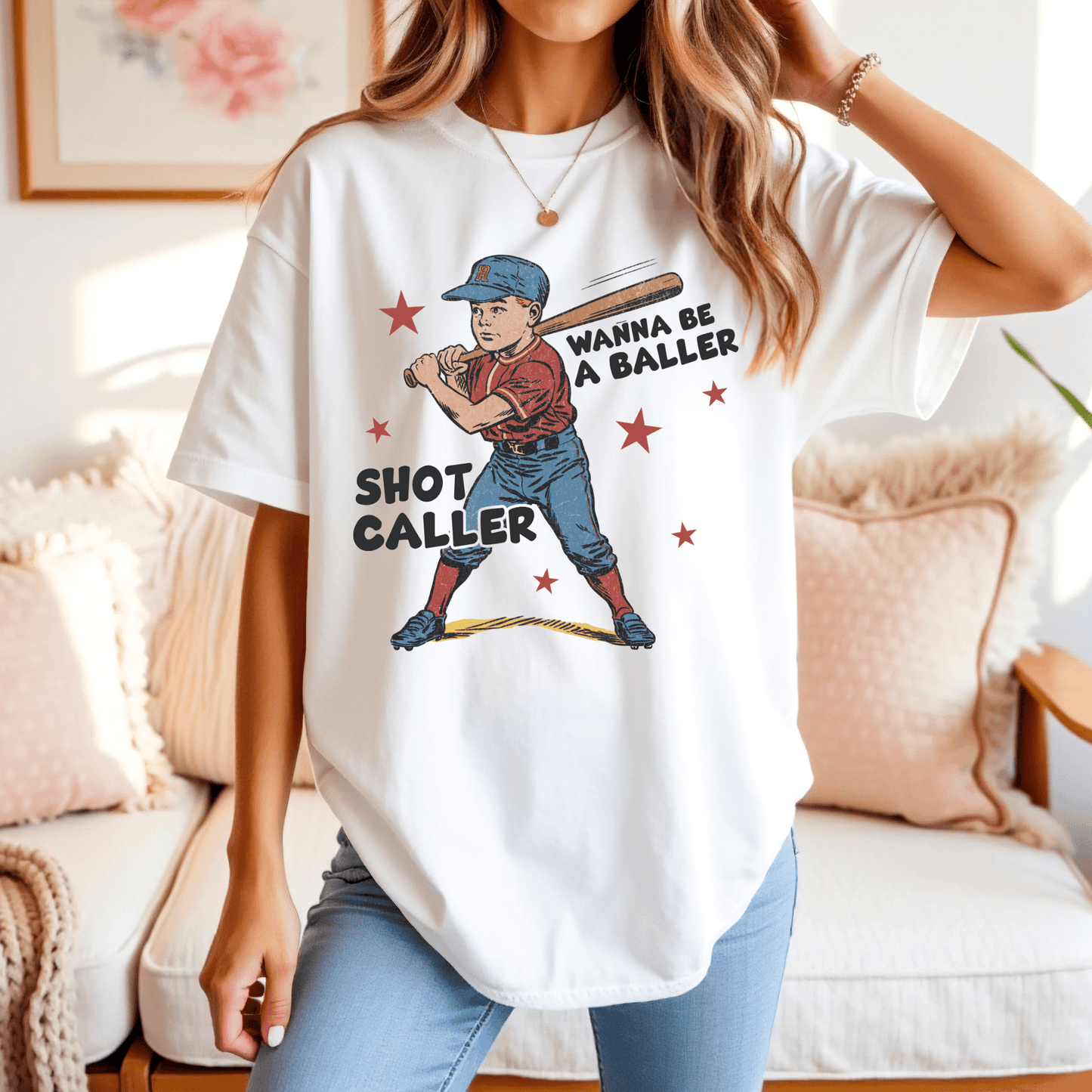 Wanna Be A Baller, Baseball Retro T-Shirt or Crewneck Sweatshirt