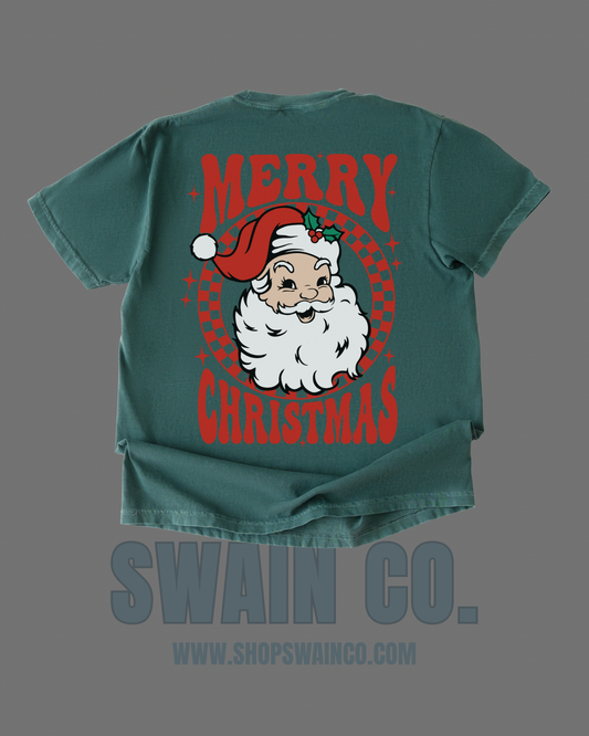 Merry Christmas Santa T-Shirt – Fun & Festive Holiday Shirt with Front and Back Print – Santa Claus Graphic Tee – Christmas Party Shirt – Unisex Fit