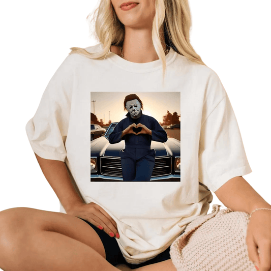 Michael Myers Halloween Heart Hands T-Shirt or Crewneck Sweatshirt | Spooky Horror Movie Shirt | Cute Killer Aesthetic | Fall Graphic Tee