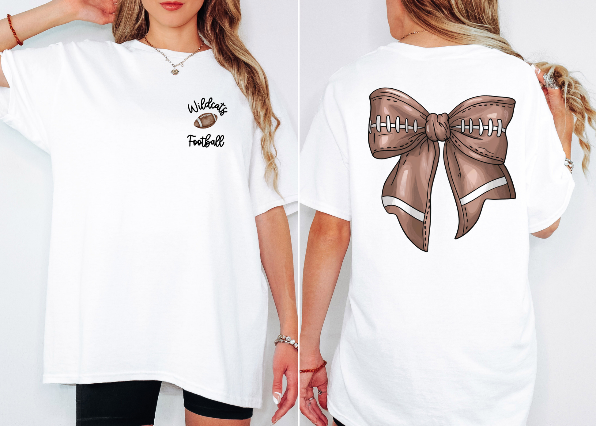 Personalized Mascot Football Tee | Football Mama T-Shirt | Cute Football Bow Shirt | Game Day Spirit Wear | Custom School Colors