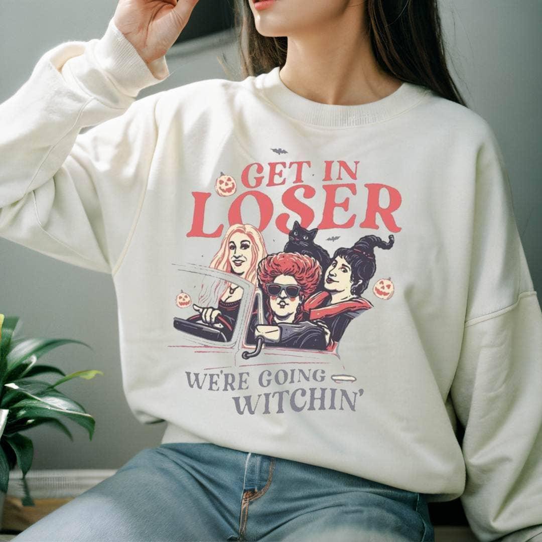 Get In Loser We're Going Witching Tee or Crewneck Sweatshirt | Funny Halloween Shirt | Witchy Graphic Tee | Spooky Season Outfit | Fall Apparel
