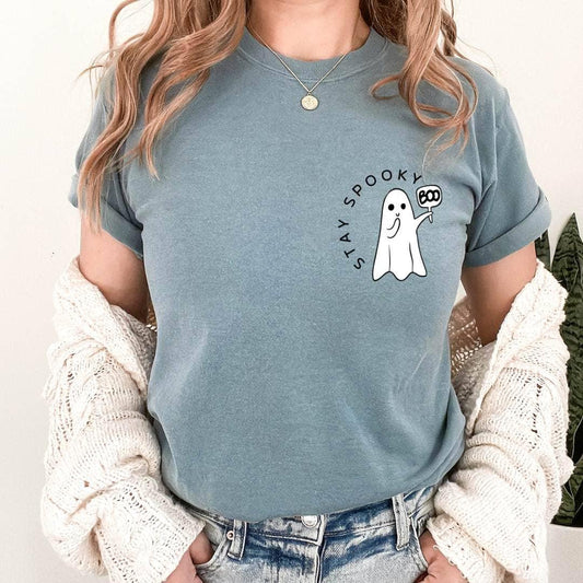 Stay Spooky T-Shirt | Cute Halloween Graphic Tee | Ghost Aesthetic Shirt | Fall Shirt for Women | Spooky Season Tee | Unisex Comfort Tee