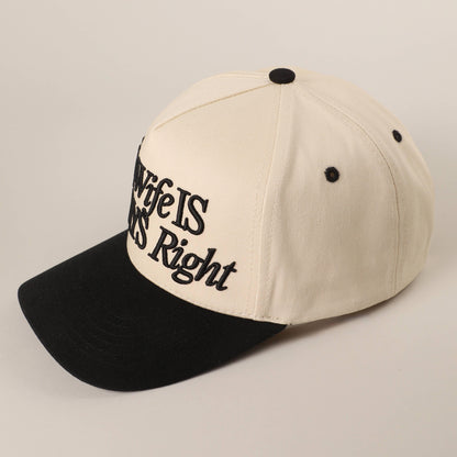 My Wife Is Always Right 3D Embroidery Two-Tone Vintage Trucker Hat