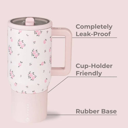 Back to School Personalized Wildrose Floral 20oz Hydrojug™ – Laser Engraved Tumbler with Flip Straw