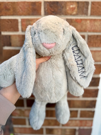 Personalized Easter Bunny Plush – Embroidered Name Stuffed Bunny – Custom Easter Basket Gift – Baby First Easter – 16 Inch Plush Bunny