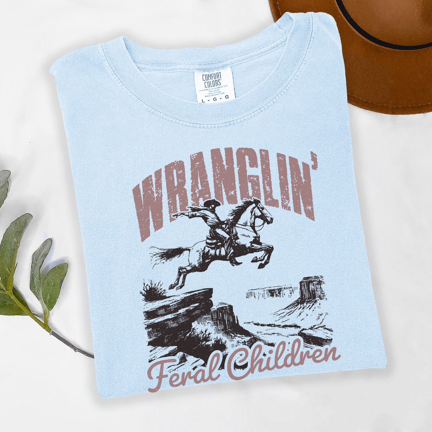 Wranglin’ Feral Children T-Shirt | Funny Western Mom Shirt | Country Mama Tee | Parenting Humor Graphic Tee | Chaos Coordinator Shirt