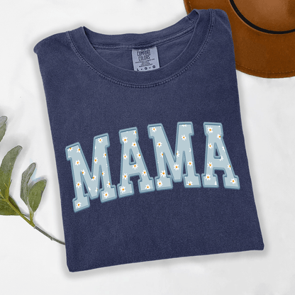 Mama Blue and White Daisy  Tee or Crewneck Sweatshirt