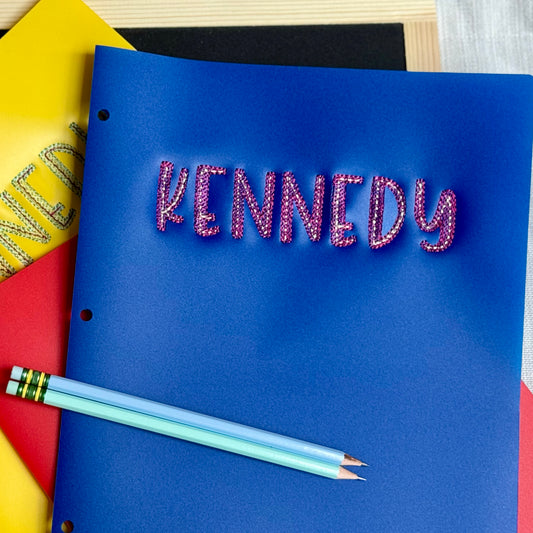 Personalized Embroidered Two-Pocket Folder, Notebook – Custom School, Office, or Gift Folder