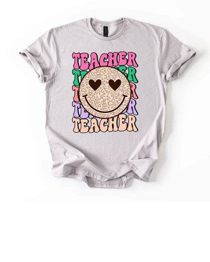 Retro Smile Teacher Shirt | Groovy Teacher Tee | Back to School Shirt | Teacher Appreciation Gift | Gildan Softstyle Unisex Tee
