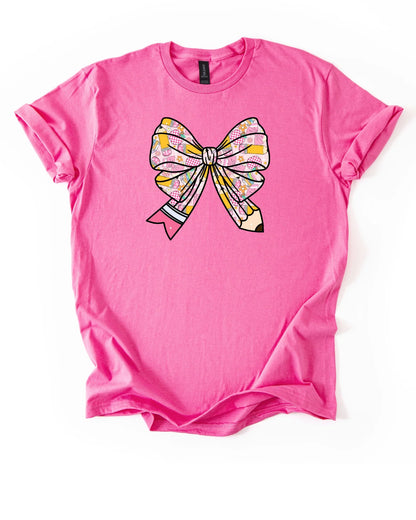 Preppy Bow Teacher Shirt | The Original Teacher-Core Tee™ | Back to School Outfit Must-Have | Girly Classroom Aesthetic Tee