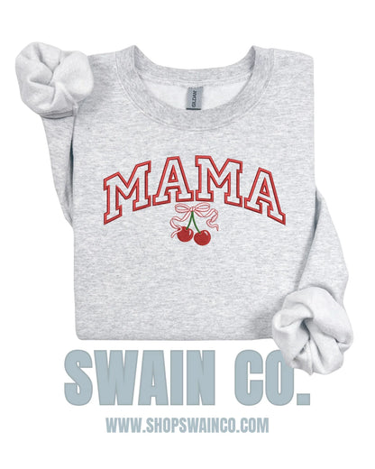 Mama Cherry Embroidered Sweatshirt | Retro Embroidered Crewneck | Mama Gift | Cute Mom Sweatshirt | Mother's Day Gift | Comfort Colors Crewneck