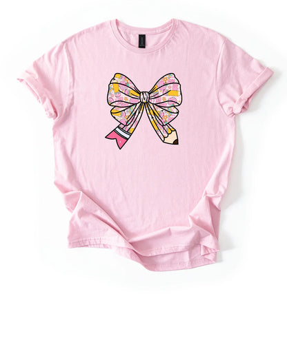 Preppy Bow Teacher Shirt | The Original Teacher-Core Tee™ | Back to School Outfit Must-Have | Girly Classroom Aesthetic Tee