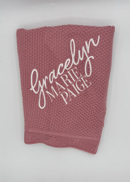 Personalized Baby Blanket with Name, Embroidered Knitted Baby Blanket, Custom Newborn Gift, Baby Shower Gift, Soft Knit Baby Blanket, Custom Name Blanket, New Mom Gift, Hospital Photo Prop