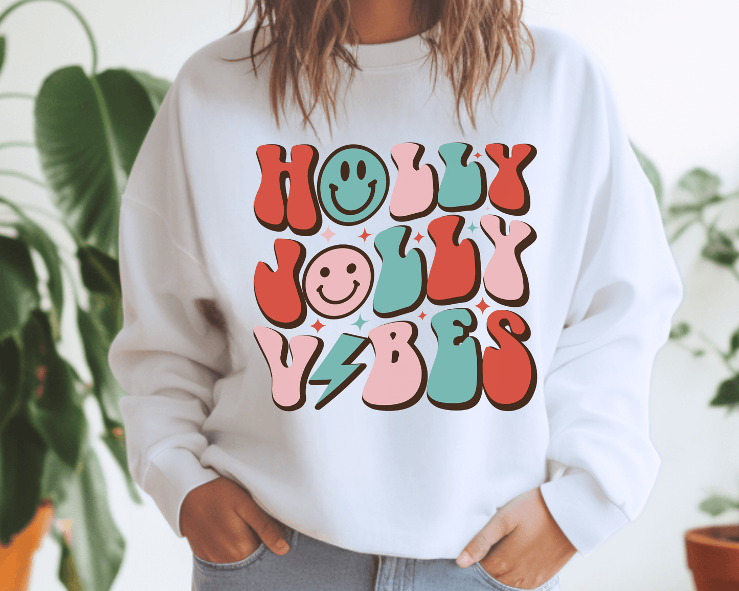 Holly Jolly Vibes Tee or Crewneck Sweatshirt - Swain Co. Designs & Apparel