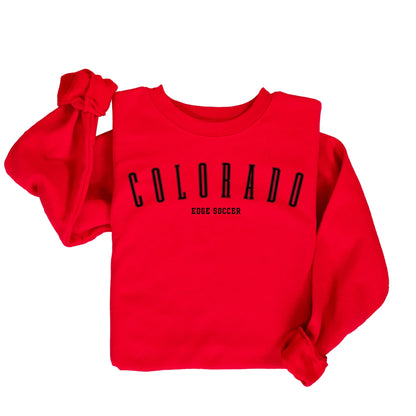 Colorado Edge Soccer Crewneck Sweatshirt | Custom Sweatshirt with Team Name & Number | Number on Upper Sleeve