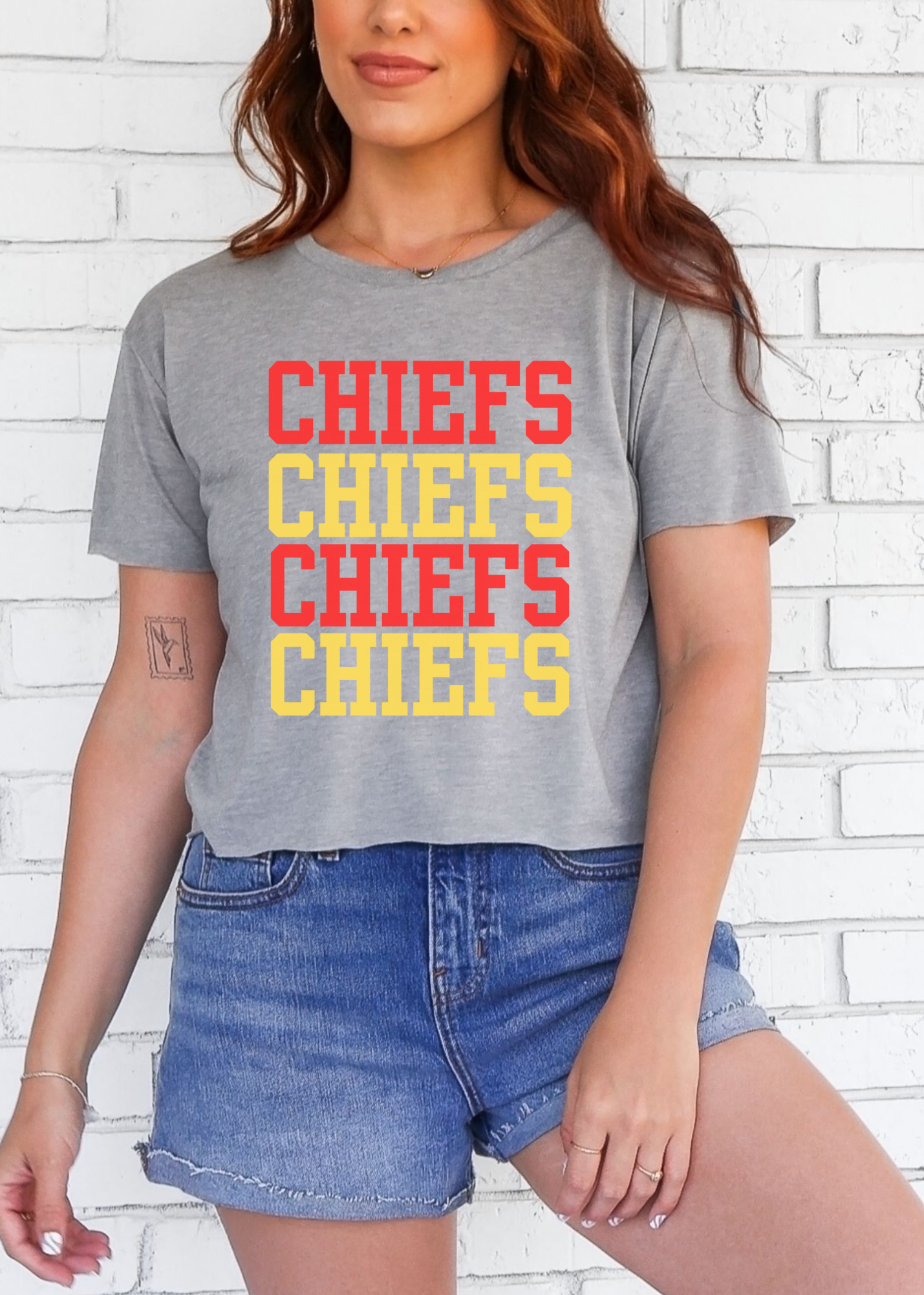 Chiefs Football Boxy Cropped Tee | Game Day Kansas City Graphic Shirt | Women’s Oversized Crop Top