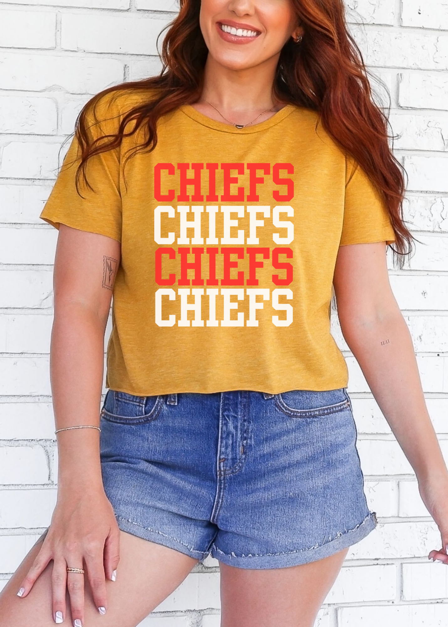 Chiefs Football Boxy Cropped Tee | Game Day Kansas City Graphic Shirt | Women’s Oversized Crop Top